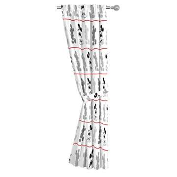 Disney Mickey Mouse Jersey White 4 Piece 63" Curtain/Drapes Set (2 Panels, 2 Tiebacks)