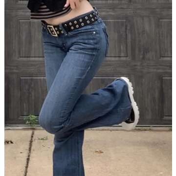 Y2K Cute Low Waisted Flare Trousers Jeans Vintage Aesthetic Cargo Pants Slim Pockets Harajuku Joggers 90s Streetwear