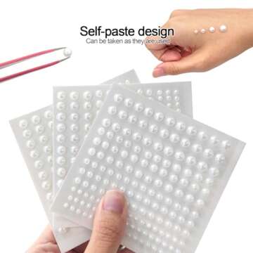 BlingKingdom 660pcs Self Adhesive Pearl Stickers Flat Back Pearls for Craft Hair Face Makeup Nail Ce...