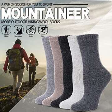 EBMORE Wool Socks for Women Hiking Thermal Warm Winter Thick Boot Cozy Crew Comfy Work Socks for Lad...