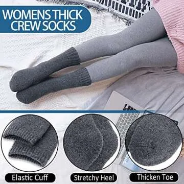 EBMORE Wool Socks - Cozy Warm Thermal Socks for Women