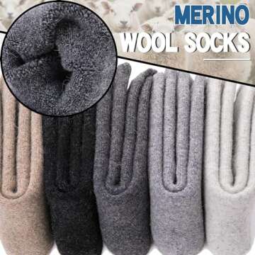 EBMORE Wool Socks for Women Hiking Thermal Warm Winter Thick Boot Cozy Crew Comfy Work Socks for Ladies Stocking Stuffers Gift 5 Pairs(Light Color E)