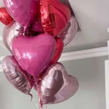 Pink Red Heart Ballloons,12Pcs 18 Inch Light Pink Foil Mylar Love Heart Shaped Balloons for Valentines Day Birthday Wedding Engagement Anniversary Party Graduation Baby Shower Decorations