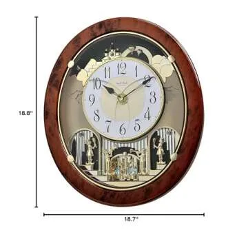Rhythm Clocks Woodgrain Stars Magic Motion Clock - Musical Decor