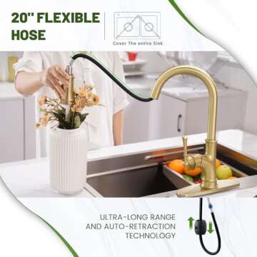 Luxurious APPASO Gold Kitchen Faucet with Pull Down Sprayer