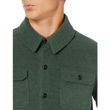 Amazon Essentials Men's Polar Fleece Shirt Jacket in Dark Green