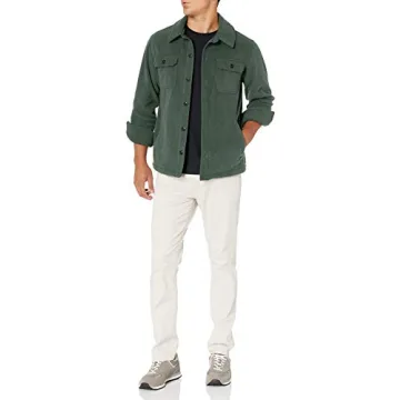 Amazon Essentials Men's Polar Fleece Shirt Jacket in Dark Green
