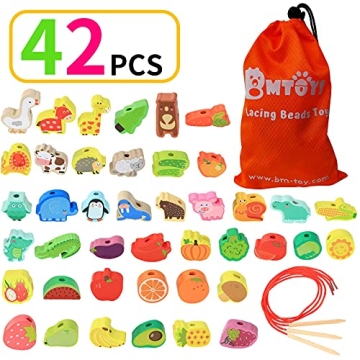 BMTOYS Montessori Threading Beads Set for Kids 3-5 Years