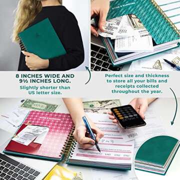 Clever Fox Budget Planner & Monthly Bill Organizer with Pockets. Expense Tracker, Budgeting Journal & Financial Book. Large, 8x9.5" (Dark Teal)