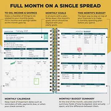 Clever Fox Budget Planner & Monthly Bill Organizer with Pockets. Expense Tracker, Budgeting Journal & Financial Book. Large, 8x9.5" (Dark Teal)