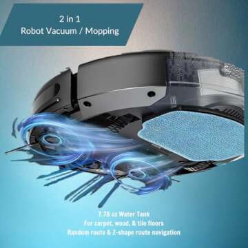 Robot Vacuum and Mop Combo, 2 in 1 Mopping Robot Vacuum Cleaner with Schedule, Wi-Fi/App, 1400Pa Max Suction, Self-Charging Robotic Vacuum, Slim, Ideal for Hard Floor, Pet Hair, Low-Pile Carpet