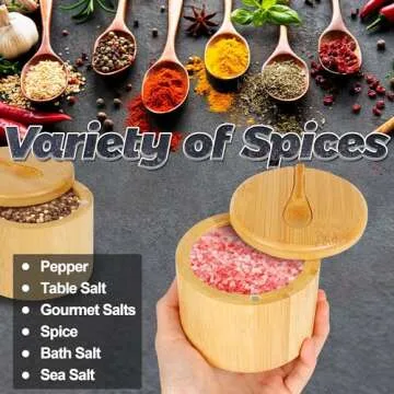 Loscarol Bamboo Salt Box Set with Spoon for Cooks