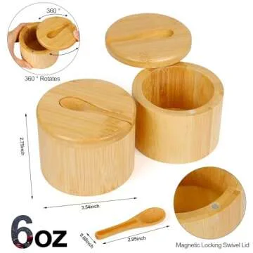 Loscarol Bamboo Salt Box Set with Spoon for Cooks