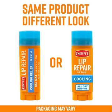 O'Keeffe's Cooling Relief Lip Repair Lip Balm for Dry, Cracked Lips, Stick, (Pack of 3)