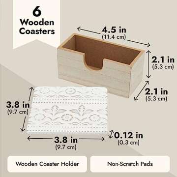 Stylish Set of 6 Wooden Coasters with Holder for Drinks