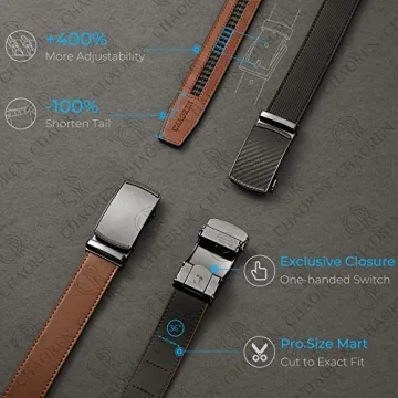 CHAOREN Men's Leather Ratchet Belt - Adjustable Fit