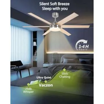 Vaczon 60 Inch Ceiling Fans with Lights and Remote, Indoor Outdoor Nickel Modern Ceiling Fan, Reversible DC Motor Dual-Sided Blades, 3CCT, Large Farmhouse Ceiling Fan for Bedroom Living Room Garage