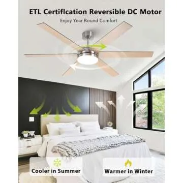 Vaczon 60 Inch Ceiling Fans with Lights and Remote, Indoor Outdoor Nickel Modern Ceiling Fan, Reversible DC Motor Dual-Sided Blades, 3CCT, Large Farmhouse Ceiling Fan for Bedroom Living Room Garage