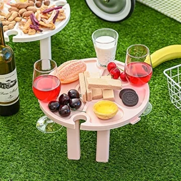 EIIXMSO Portable Picnic Table with Wine Glass Holder