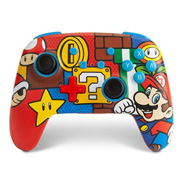 PowerA Enhanced Wireless Nintendo Switch Controller - Mario Pop, Rechargeable Switch Pro Controller,...
