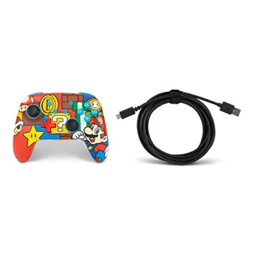 PowerA Enhanced Wireless Nintendo Switch Controller - Mario Pop, Rechargeable Switch Pro Controller, Immersive Motion Control, Officially Licensed by Nintendo (Amazon Exclusive)