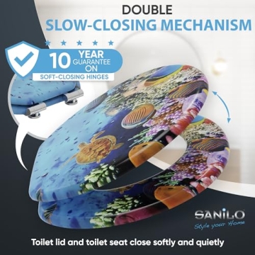 Sanilo Ocean Toilet Seat with Soft Close Quiet Lid Round