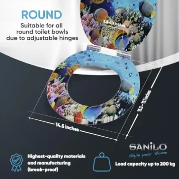 Sanilo Ocean Toilet Seat with Soft Close Quiet Lid Round