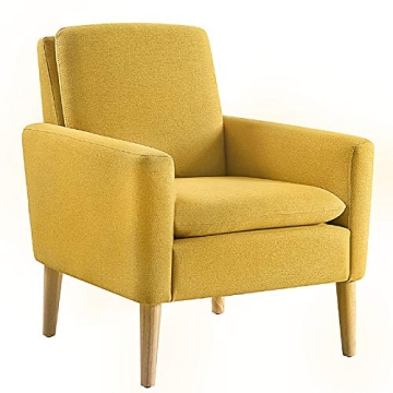 Lohoms Modern Accent Fabric Chair Comfy Mustard Yellow Sofa