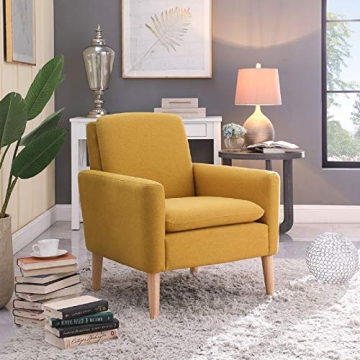 Lohoms Modern Accent Fabric Chair Comfy Mustard Yellow Sofa