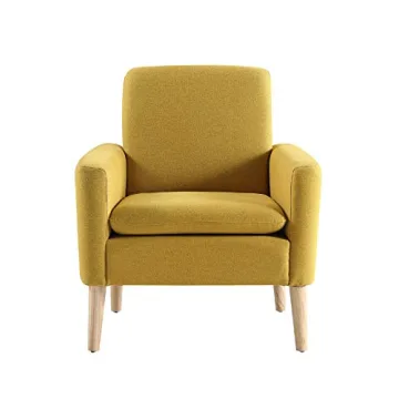 Lohoms Modern Accent Fabric Chair Comfy Mustard Yellow Sofa