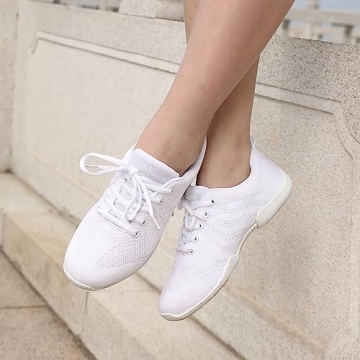 FUQIAO Lightweight Girls Cheerleading Shoes White Sneakers