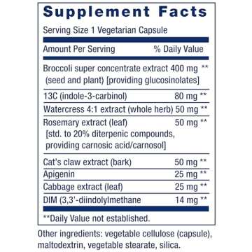 Life Extension Triple Action Cruciferous Vegetable Extract, 60 Vegetarian Capsules—Helps Maintain DNA Health & Already-Healthy Hormone Levels - Non-GMO, Gluten-Free, Vegetarian