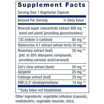 Life Extension Triple Action Cruciferous Vegetable Extract, 60 Vegetarian Capsules—Helps Maintain DNA Health & Already-Healthy Hormone Levels - Non-GMO, Gluten-Free, Vegetarian
