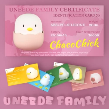 UNEEDE Cute Night Light for Kids - Soft Silicone Lamp