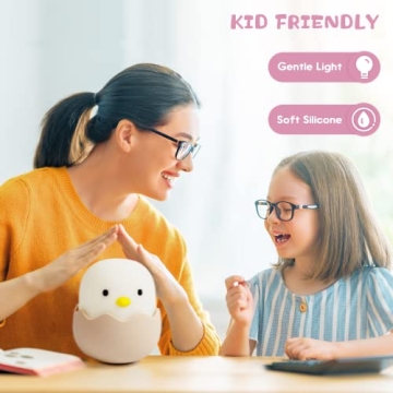 UNEEDE Cute Night Light for Kids - Soft Silicone Lamp