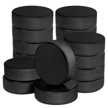 Faswin 18 Pack NHL Official Size Ice Hockey Pucks with Mesh Bags