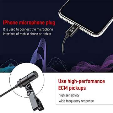 XINYING 6M/19FT Professional Lavalier Lapel Microphone Omnidirectional Condenser Mic Compatible with iPhone 13/12/11/8/7,iPhone X/XS/XR,YouTube Facebook Interview Video Recording