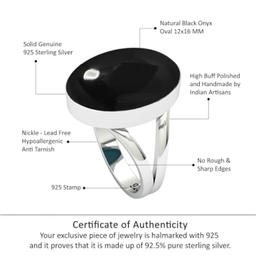 JEWELOPORIUM Black Onyx Silver Ring for Women