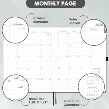 Stylish 2025 Planner with Hard Cover and Tabs