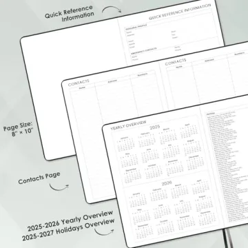 Stylish 2025 Planner with Hard Cover and Tabs