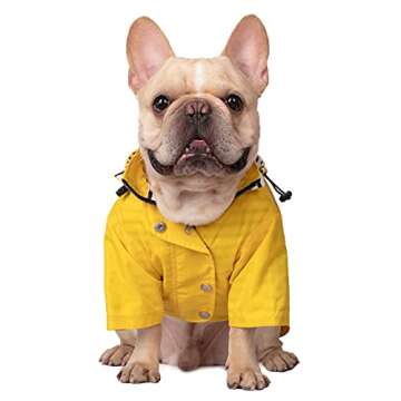 HDE Dog Raincoat Double Layer Zip Rain Jacket with Hood for Small to Large Dogs - Yellow (Medium)