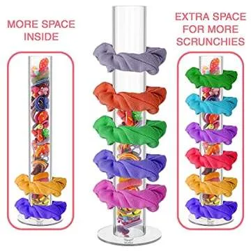 FAIRY DECOR Scrunchie Holder - Hair Accessories Organizer for VSCO Girls Stuff - Acrylic Hair Ties Organizer Room Decor for Teen Girls Gifts -9 Inches clear (Pack of Two)