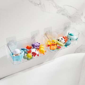 CQUNM Bath Toy Storage Holder - Clear Organizing Solution for Bathtubs
