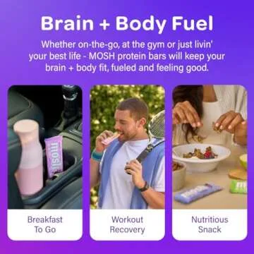 MOSH Cookie Dough Crunch Keto Protein Bars, High Fiber, Low Carb, Gluten Free, High Protein, Brain Healthy Snack, 12 Count