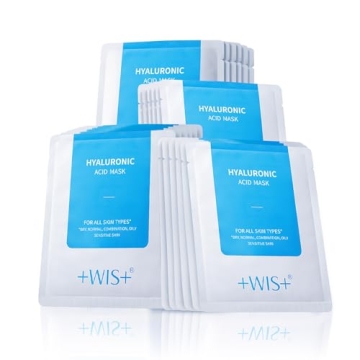 +WIS+ Hyaluronic Acid Face Mask 24 EA with Hyaluronic Acid Serum and Vitamin B5, Hydrating Facial Ma...