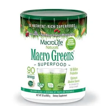 MacroLife Naturals Macro Greens Powder - 38 Superfood Blend with Probiotics