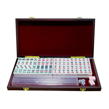 Erencook Miniature Chinese Mahjong Set Travel Ready with 144 Tiles