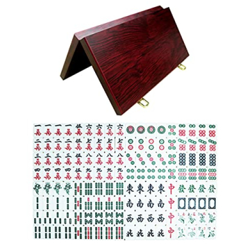 Erencook Miniature Chinese Mahjong Set Travel Ready with 144 Tiles