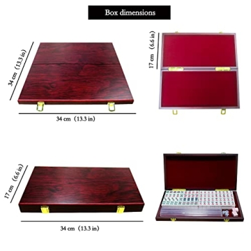 Erencook Miniature Chinese Mahjong Set Travel Ready with 144 Tiles