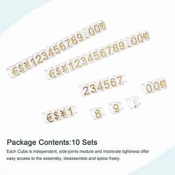 MECCANIXITY Adjustable Removable Mini Cube Price Tag Display Number Letter Price Label Stand Block K...